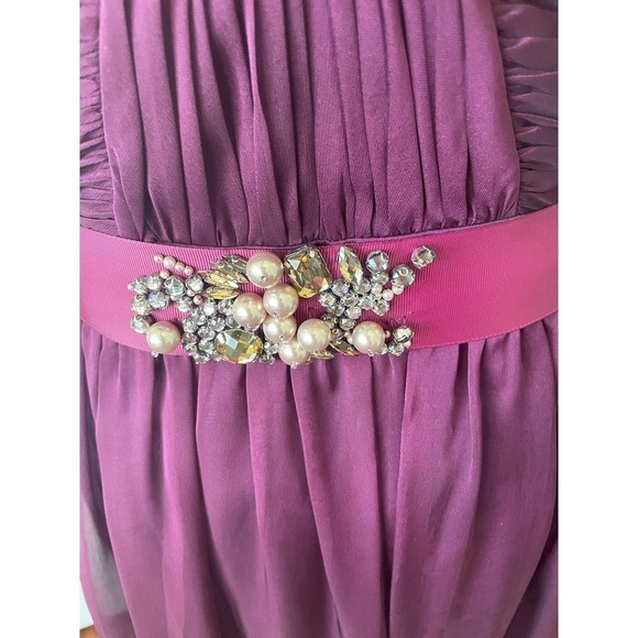 Adrianna Papell Burgundy Chiffon Maxi Gown with Beaded Belt Sash, Size 4 🗣 - Picture 6 of 9